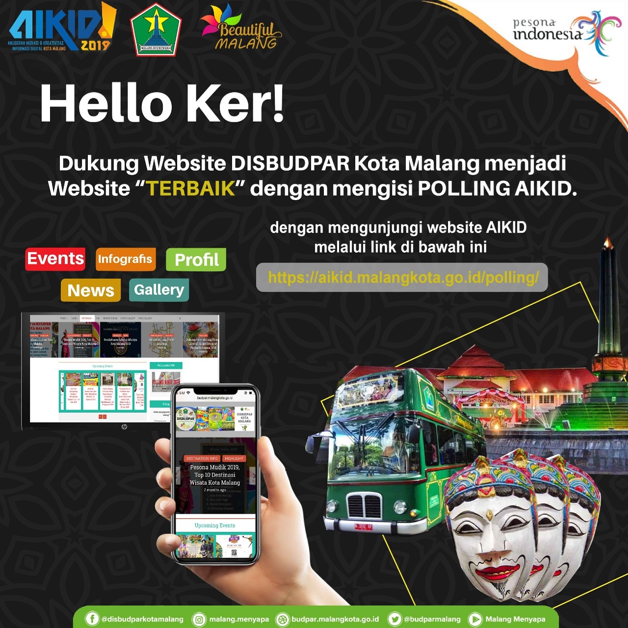 Dukung Website DISBUDPAR Menjadi Website Terbaik di AIKID 2019