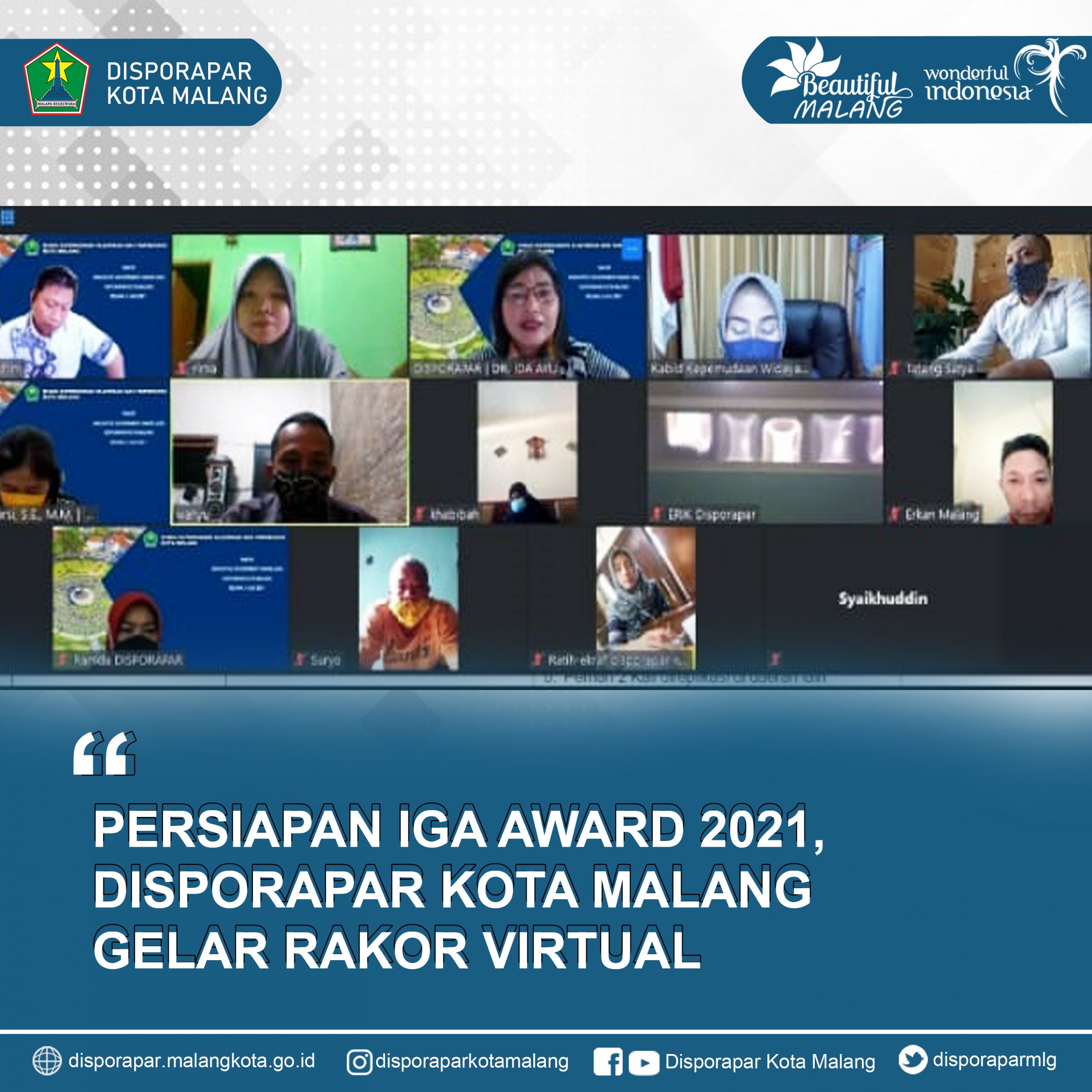 Persiapan Lomab IGA Award 2021, Disporapar Kota Malang Gelar Rakor Virtual