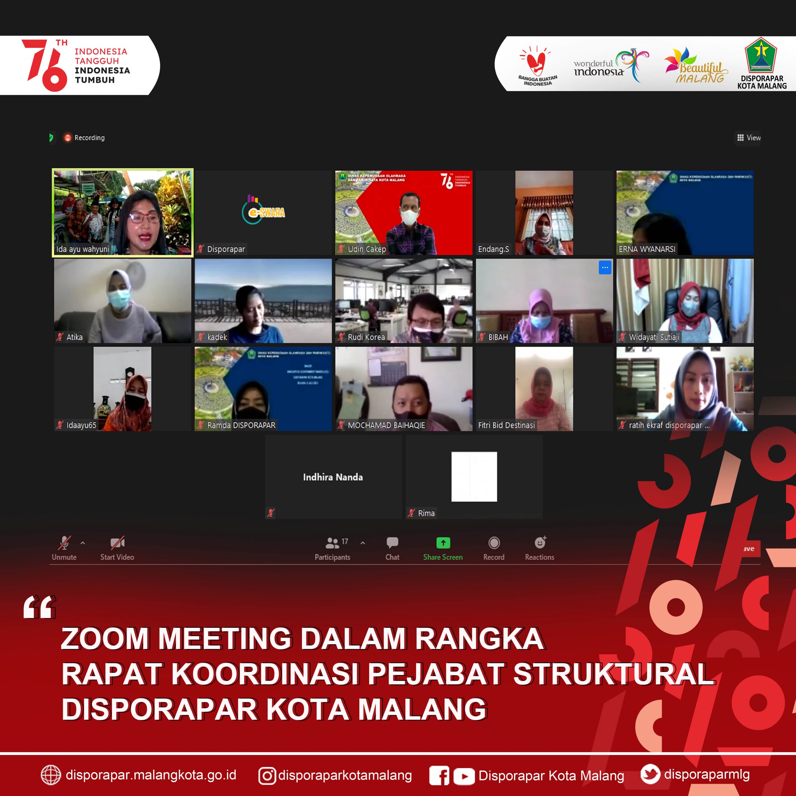 Zoom Meting Dalam Rangka Rapat Koordinasi Pejabat Struktural