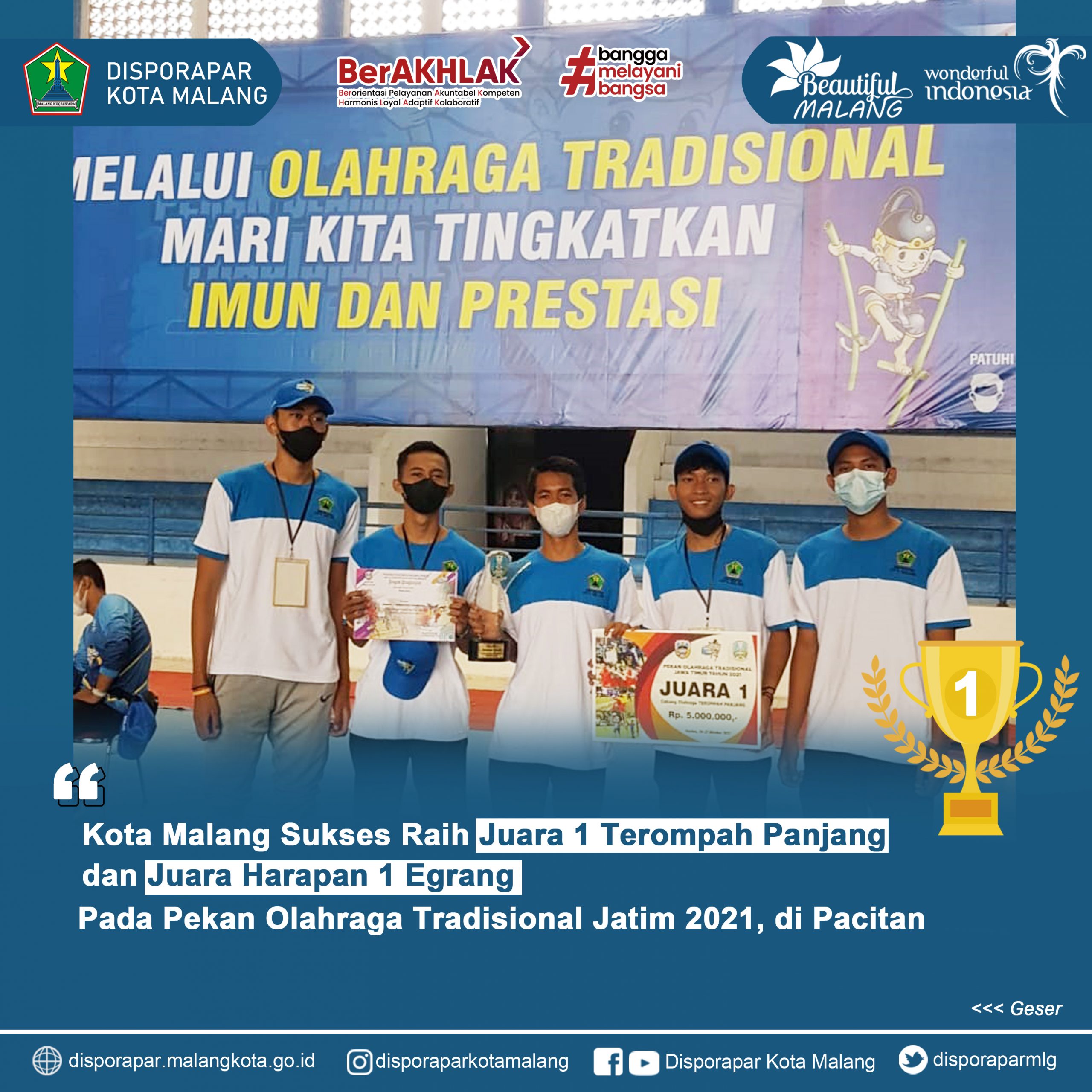 Kota Malang Raih Juara 1 Terompah Panjang dan Juara Harapan 1 Egrang